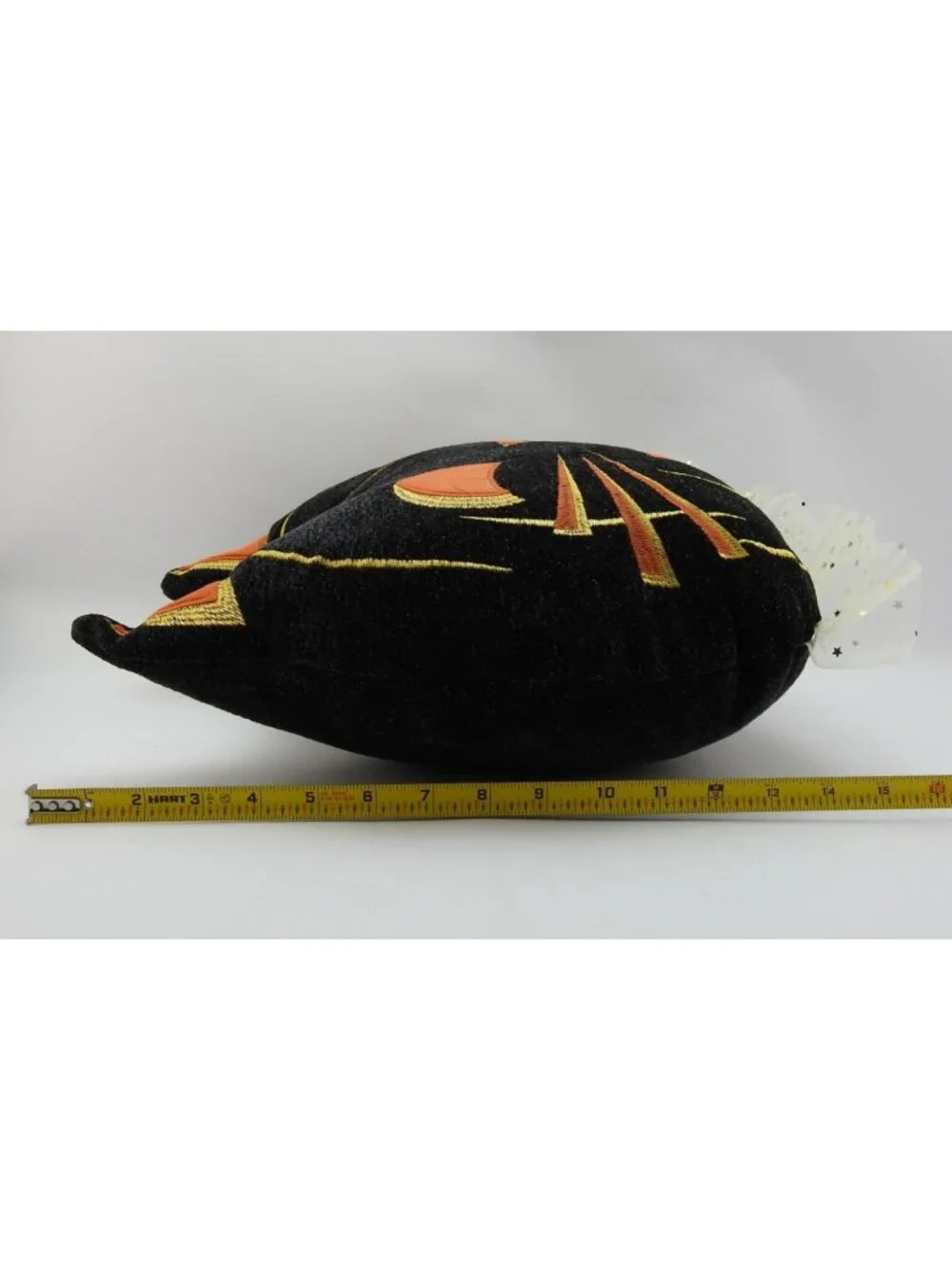 Halloween Black Cat Pumpkin Decorative Pillow Orange Gold Tulle 16